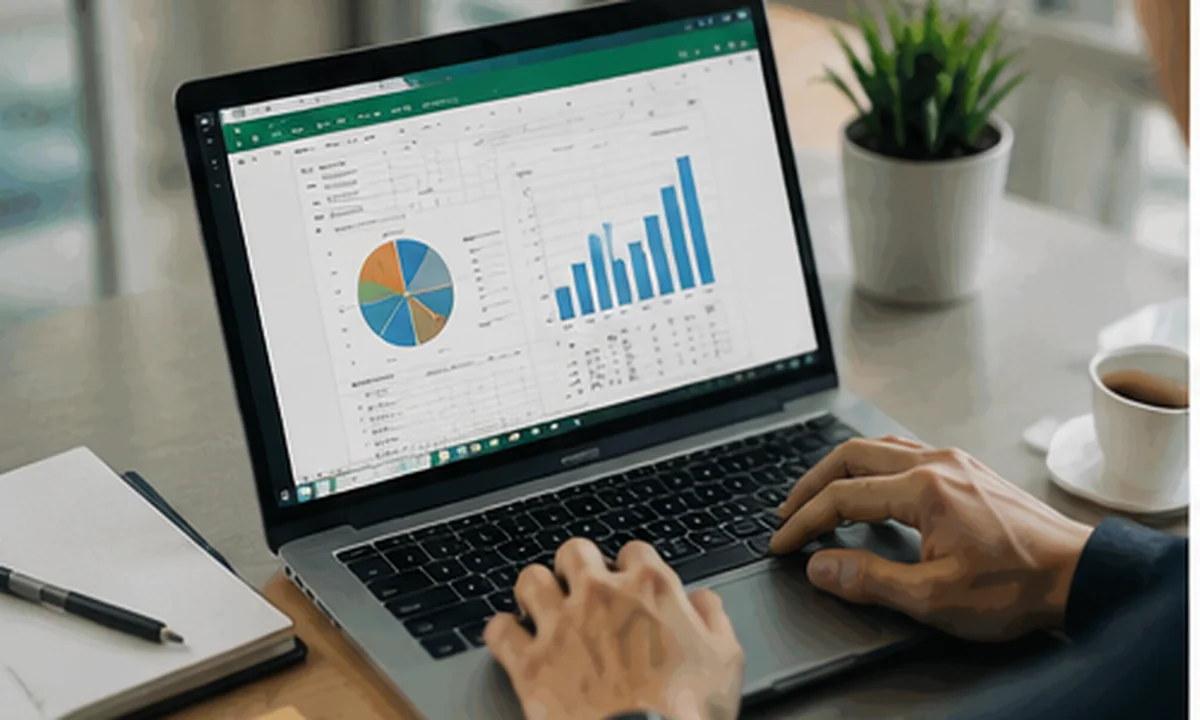Excel training with laptop and digital skills workshop setup