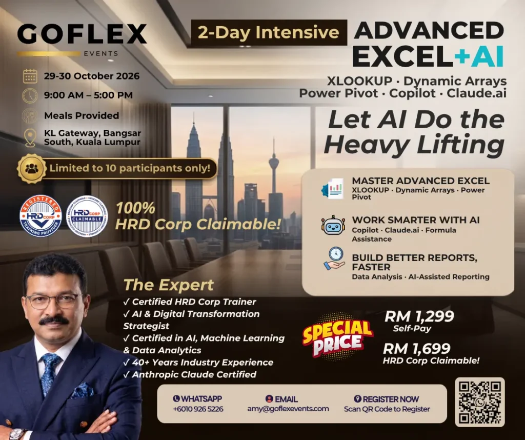 Advanced Excel with AI training in Kuala Lumpur by GOFLEX Events, 29-30 October 2026