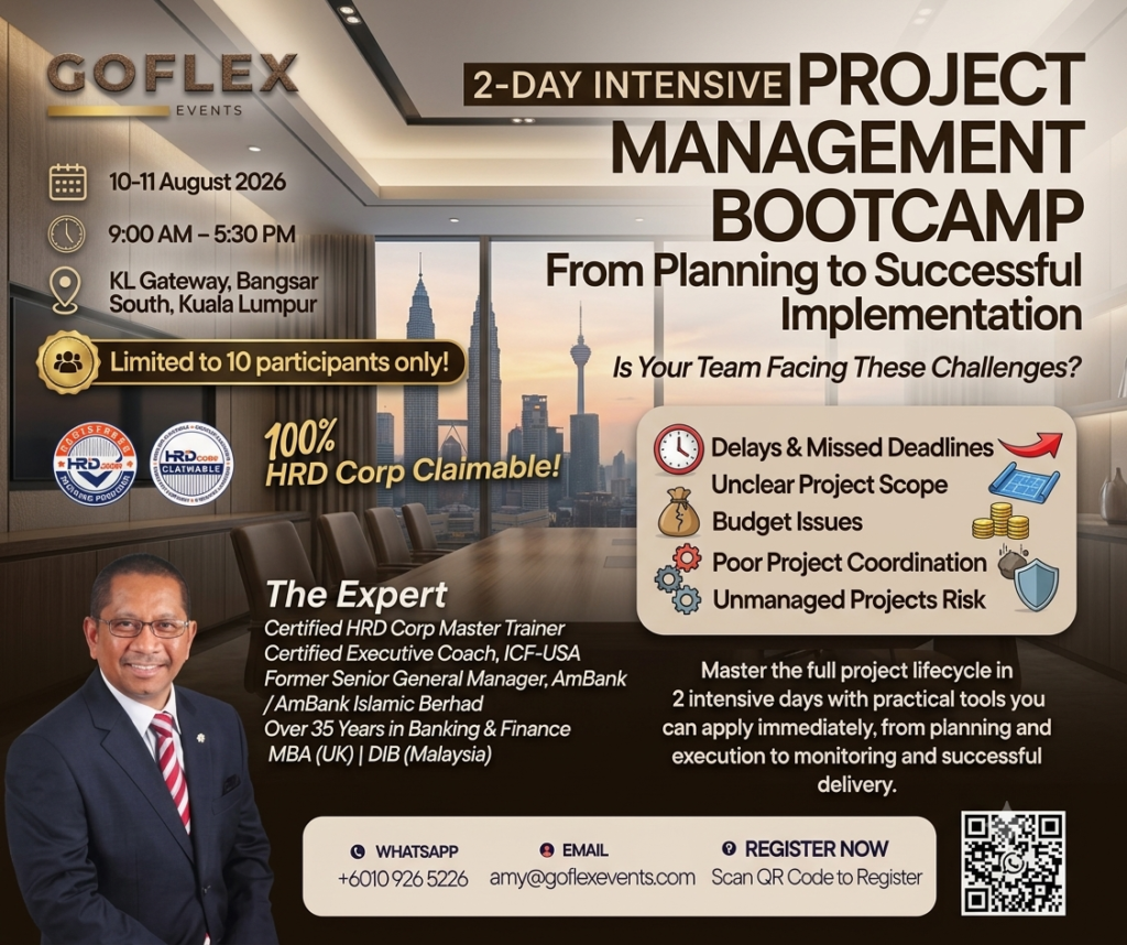 Project management training Malaysia — public training in Kuala Lumpur, 10-11 August 2026, HRDC claimable