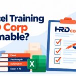 Illustration showing Excel training and an HRD Corp claim checklist for eligible Malaysian employers.